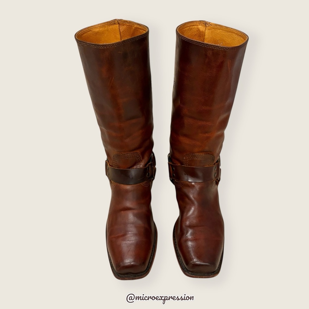 Frye Harness 12R Brown Cavalry Southwestern Cowboy Real Leather Distressed Boots - Picture 8 of 15